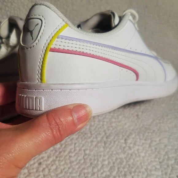 PUMA Vikky v2 White Synthetic Leather w/ Color Striping Sneakers - Size 6.5 - 7 - Picture 5 of 9
